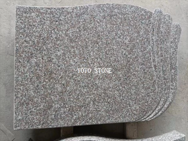 G664 Wave Double Trefoil Headstone